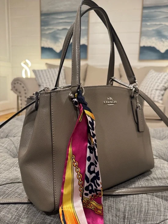 Coach Bag Christie Gray Fog Saffiano Leather Shoulder Satchel